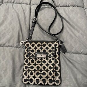 Coach Black and Tan Wristlet with Pink Interior